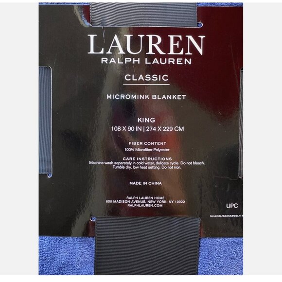 Ralph Lauren Classic Micromink Navy Blue Polyester KING Blanket 108"x90" - Picture 7 of 7